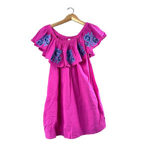 Women's Pink Impeccable Pig Embroidered Dress M